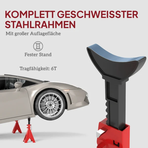 Ondersteuningsblok 6 ton draagvermogen 2 stuks ondersteuningsblok inclusief 2 veiligheidsspelden 13 traps hoogteverstelbaar 375 mm tot 592 mm ondersteuningsblokken auto krikstandaard voor werkplaats garage rood 7