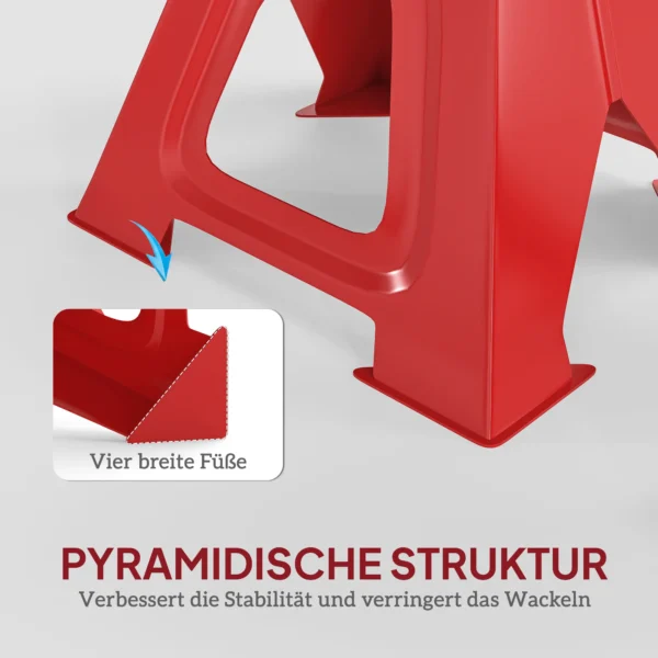 Ondersteuningsblok 6 ton draagvermogen 2 stuks ondersteuningsblok inclusief 2 veiligheidsspelden 13 traps hoogteverstelbaar 375 mm tot 592 mm ondersteuningsblokken auto krikstandaard voor werkplaats garage rood 8