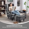 Oorfauteuil met voetenbank, fauteuil met linnenlook, lendenkussen, moderne loungestoel met armleuningen voor woonkamer grijs 5