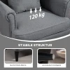 Oorfauteuil met voetenbank, fauteuil met linnenlook, lendenkussen, moderne loungestoel met armleuningen voor woonkamer grijs 7