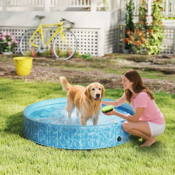Opvouwbaar hondenzwembad met fontein en waterkussendesign Ø160 x 30 cm antislip hondenbadkuip zwembad zwembad voor honden en katten 10