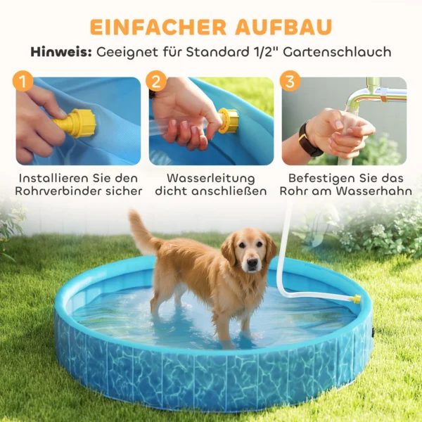 Opvouwbaar hondenzwembad met fontein en waterkussendesign Ø160 x 30 cm antislip hondenbadkuip zwembad zwembad voor honden en katten 7