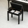 Pianokruk met opbergruimte, houten poten, kunstlederen pianobank, zwart, 55 x 34 x 50 cm 10