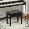 Pianokruk met opbergruimte, houten poten, kunstlederen pianobank, zwart, 55 x 34 x 50 cm 2