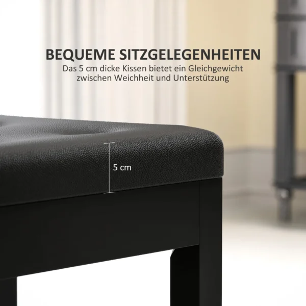 Pianokruk met opbergruimte, houten poten, kunstlederen pianobank, zwart, 55 x 34 x 50 cm 7
