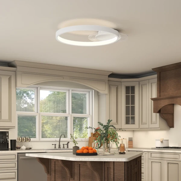 Plafondlamp, plafondverlichting met twee ring design, ronde plafondverlichting voor slaapkamer woonkamer 50 x 40 x 7,4 cm, wit 8