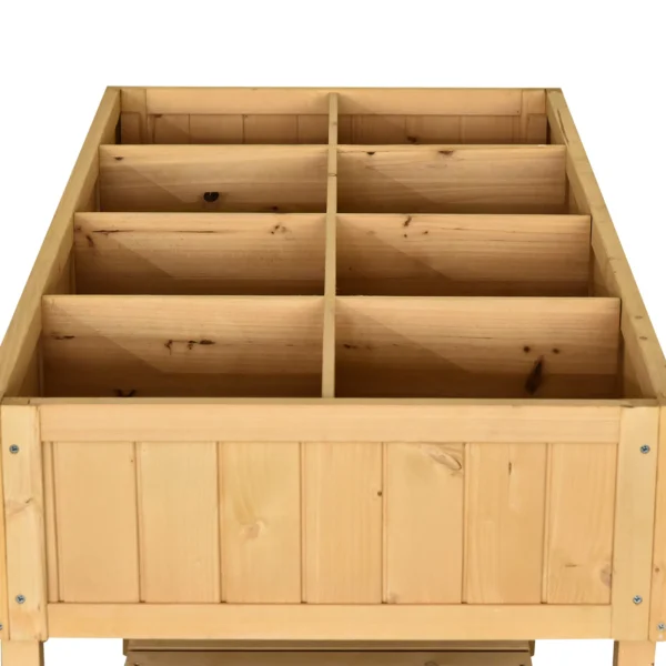 Planttafel hoogbed planttafel bloembak kweektafel 8 vakken met afvoer plank spar massief hout natuurhout 110 x 46 x 76 cm 8