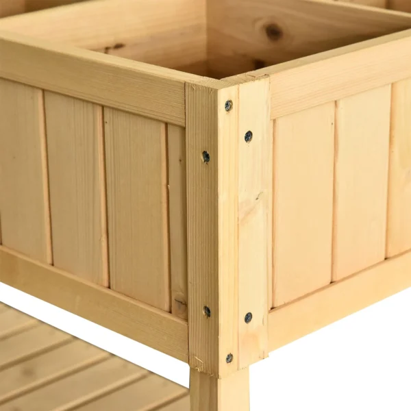 Planttafel hoogbed planttafel bloembak kweektafel 8 vakken met afvoer plank spar massief hout natuurhout 110 x 46 x 76 cm 9