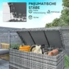 Rattan kussenbox 380l weerbestendig met deksel ingebouwde handvat opslagruimte uv bestendig tuinbox opbergdoos bijzettafel tuinkist voor tuin balkon 130x61x65 cm donkergrijs 6