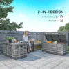 Rattan kussenbox 380l weerbestendig met deksel ingebouwde handvat opslagruimte uv bestendig tuinbox opbergdoos bijzettafel tuinkist voor tuin balkon 130x61x65 cm donkergrijs 8