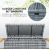 Rattan kussenbox 380l weerbestendig met deksel ingebouwde handvat opslagruimte uv bestendig tuinbox opbergdoos bijzettafel tuinkist voor tuin balkon 130x61x65 cm donkergrijs 9