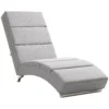 Relaxstoel ligstoel loungestoel gestoffeerde fauteuil chaise longue met linnenlook, stalen poten relaxfauteuil voor woonkamer lichtgrijs 1