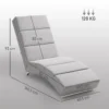 Relaxstoel ligstoel loungestoel gestoffeerde fauteuil chaise longue met linnenlook, stalen poten relaxfauteuil voor woonkamer lichtgrijs 4