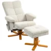 Relaxstoel massagestoel met kruk en opbergruimte tv stoel met ligfunctie 360° draaibaar met zijvak kunstleer 80 x 86 x 99cm crèmewit 1