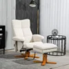 Relaxstoel massagestoel met kruk en opbergruimte tv stoel met ligfunctie 360° draaibaar met zijvak kunstleer 80 x 86 x 99cm crèmewit 2