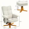Relaxstoel massagestoel met kruk en opbergruimte tv stoel met ligfunctie 360° draaibaar met zijvak kunstleer 80 x 86 x 99cm crèmewit 4