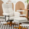 Relaxstoel massagestoel met kruk en opbergruimte tv stoel met ligfunctie 360° draaibaar met zijvak kunstleer 80 x 86 x 99cm crèmewit 8