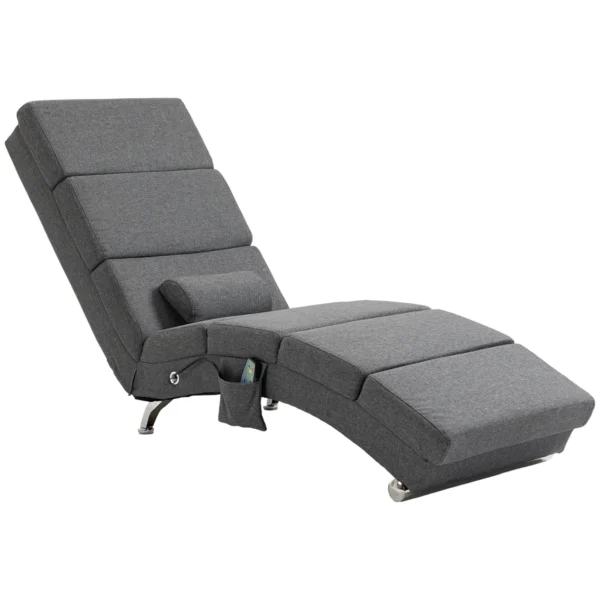 Relaxstoel met massagefunctie elektrische loungestoel massagestoel met hoge rugleuning, afstandsbediening, opvouwbaar televisiestoel met 5 modi, kussen, donkergrijs 1