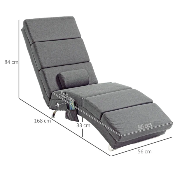 Relaxstoel met massagefunctie elektrische loungestoel massagestoel met hoge rugleuning, afstandsbediening, opvouwbaar televisiestoel met 5 modi, kussen, donkergrijs 4