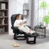 Relaxstoel met voetenbank, 360° draaibare televisiestoel met ligfunctie, tv stoel met pocketvering voor woonkamer, kunstleer, zwart 2