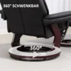 Relaxstoel met voetenbank, 360° draaibare televisiestoel met ligfunctie, tv stoel met pocketvering voor woonkamer, kunstleer, zwart 6