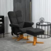Relaxstoel met voetenbank, opbergruimte, elektrische massagestoel met ligfunctie, draaibare televisiestoel met zijvak, afstandsbediening, houten frame, polyester, zwart 2