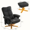 Relaxstoel met voetenbank, opbergruimte, elektrische massagestoel met ligfunctie, draaibare televisiestoel met zijvak, afstandsbediening, houten frame, polyester, zwart 4