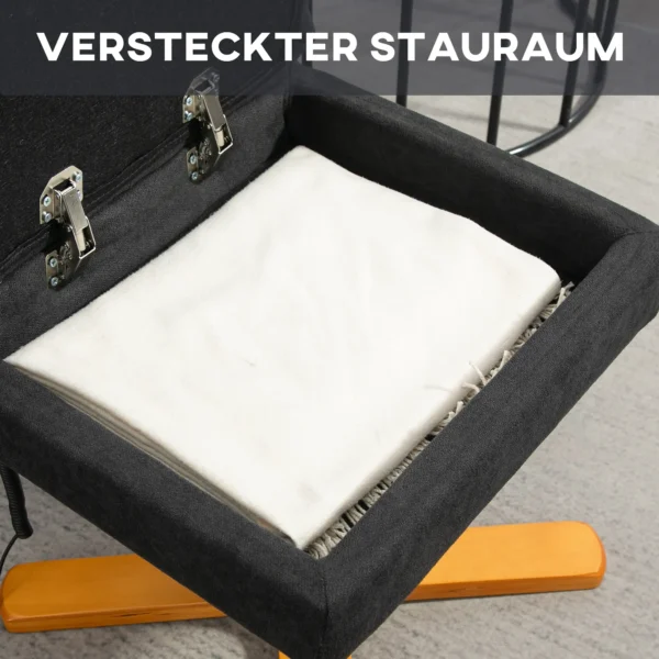Relaxstoel met voetenbank, opbergruimte, elektrische massagestoel met ligfunctie, draaibare televisiestoel met zijvak, afstandsbediening, houten frame, polyester, zwart 7