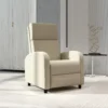 Relaxstoel tv stoel met ligfunctie gestoffeerd, tv stoel ligstoel met linnenlook, voetensteun, tot 120 kg belastbaar, voor woonkamer, crèmewit 10