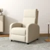 Relaxstoel tv stoel met ligfunctie gestoffeerd, tv stoel ligstoel met linnenlook, voetensteun, tot 120 kg belastbaar, voor woonkamer, crèmewit 2