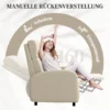 Relaxstoel tv stoel met ligfunctie gestoffeerd, tv stoel ligstoel met linnenlook, voetensteun, tot 120 kg belastbaar, voor woonkamer, crèmewit 5