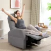 Relaxstoel, tv stoel met ligfunctie, gevoerde tv stoel met voetsteun, linnenlook ruststoel voor woonkamer, slaapkamer tot 150 kg, donkergrijs 2