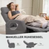 Relaxstoel, tv stoel met ligfunctie, gevoerde tv stoel met voetsteun, linnenlook ruststoel voor woonkamer, slaapkamer tot 150 kg, donkergrijs 5