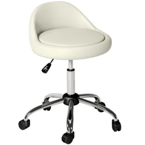 Rolkruk hoogteverstelbare werkkruk 63 83 cm draaikruk met wielen draaibare salonstoel salonkruk kunstleer wit 1
