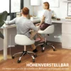 Rolkruk hoogteverstelbare werkkruk 63 83 cm draaikruk met wielen draaibare salonstoel salonkruk kunstleer wit 5