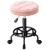 Rolkruk in hoogte verstelbaar draaikruk 50 66 cm werkkruk 360° draaibaar bureaustoel kruk voor kantoor, salon, massage, spa roze 1