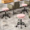Rolkruk in hoogte verstelbaar draaikruk 50 66 cm werkkruk 360° draaibaar bureaustoel kruk voor kantoor, salon, massage, spa roze 10