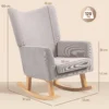 Schommelstoel schommelstoel met hoge rugleuning, koordlook, schommelstoel relaxstoel met brede armleuning, houten sleden, stille stoel voor woonkamer, slaapkamer, balkon lichtgrijs 4