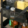 Serveerwagen met 3 niveaus keukenwagen met wielen handvat rolwagen met haken en mand, keukenrek, multifunctionele wagen voor keuken kantoor badkamer, zwart 10