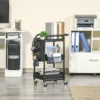 Serveerwagen met 3 niveaus keukenwagen met wielen handvat rolwagen met haken en mand, keukenrek, multifunctionele wagen voor keuken kantoor badkamer, zwart 2