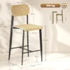 Set van 2 barkrukken, barkruk met voetsteun, metalen frame, keukenstoel met zithoogte van 66 cm, toonbankkruk eenvoudige montage, industrieel ontwerp natuurhout+zwart 4