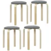 Set van 4 eetkamerkrukken stapelbare krukken, ronde krukken, keukenkrukken met linnenlook, gestoffeerde krukken voor eetkamer, woonkamer, keuken, grijs 1