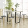 Set van 4 eetkamerkrukken stapelbare krukken, ronde krukken, keukenkrukken met linnenlook, gestoffeerde krukken voor eetkamer, woonkamer, keuken, grijs 2