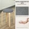 Set van 4 eetkamerkrukken stapelbare krukken, ronde krukken, keukenkrukken met linnenlook, gestoffeerde krukken voor eetkamer, woonkamer, keuken, grijs 6