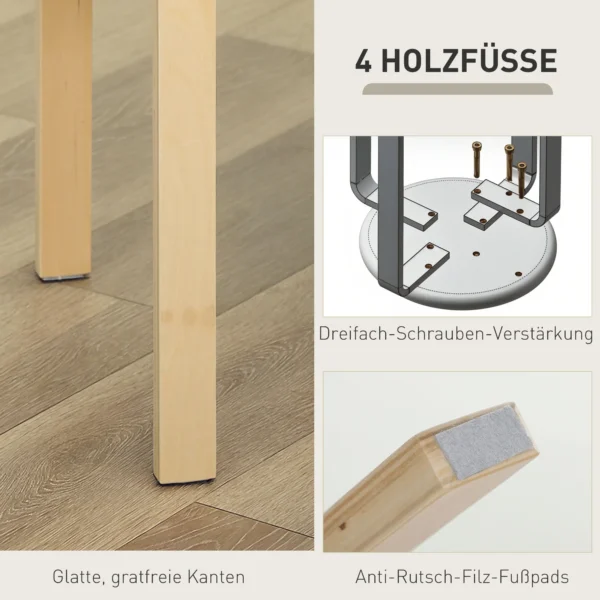 Set van 4 eetkamerkrukken stapelbare krukken, ronde krukken, keukenkrukken met linnenlook, gestoffeerde krukken voor eetkamer, woonkamer, keuken, grijs 7