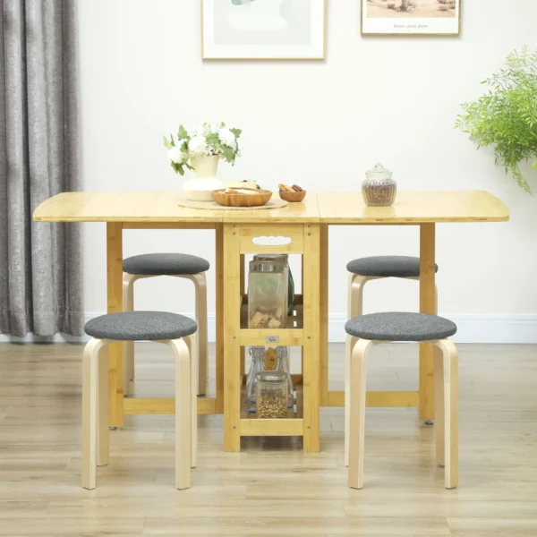 Set van 4 eetkamerkrukken stapelbare krukken, ronde krukken, keukenkrukken met linnenlook, gestoffeerde krukken voor eetkamer, woonkamer, keuken, grijs 8