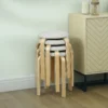 Set van 4 eetkamerkrukken stapelkrukken ronde krukken, keukenkrukken met linnenlook, gestoffeerde krukken voor eetkamer, woonkamer, keuken, crèmewit 10