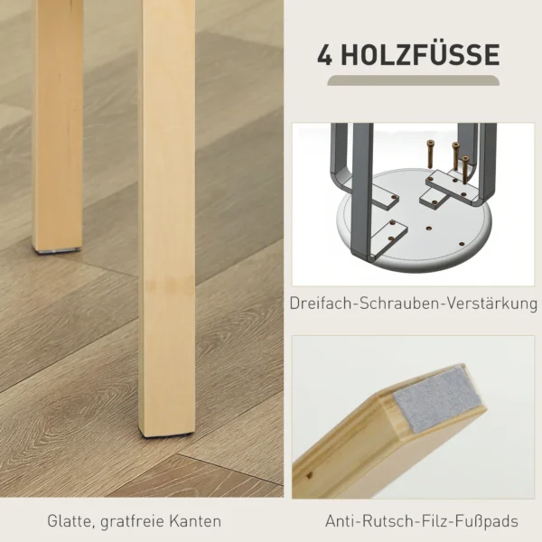 Set van 4 eetkamerkrukken stapelkrukken ronde krukken, keukenkrukken met linnenlook, gestoffeerde krukken voor eetkamer, woonkamer, keuken, crèmewit 7