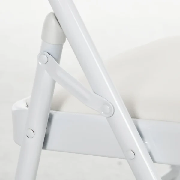 Set van 4 klapstoelen, draagbare bureaustoel met kussen, kunstleer, stalen poten, vouwstoel voor kantoor receptie wachtkamer, wit 10