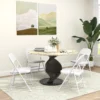 Set van 4 klapstoelen, draagbare bureaustoel met kussen, kunstleer, stalen poten, vouwstoel voor kantoor receptie wachtkamer, wit 2